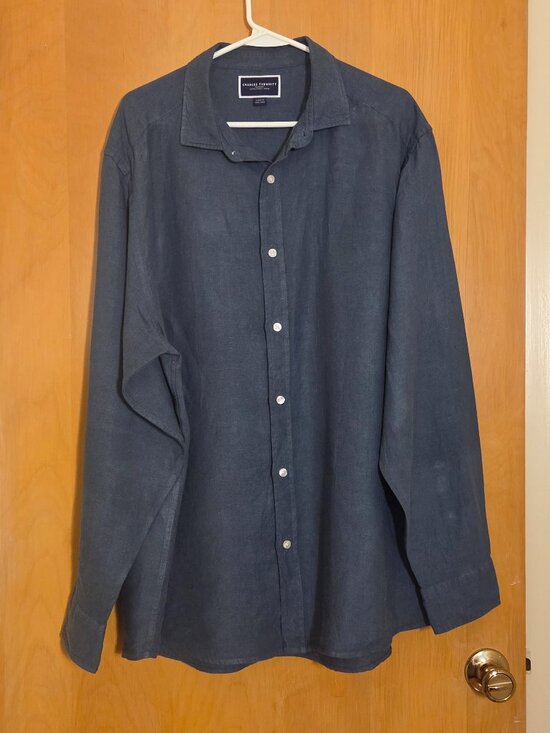 Charles Tyrwhitt Other - Charles Tyrwhitt 100% Linen Button Up L/S Shirt Mens XL Classic Fit Steel Blue